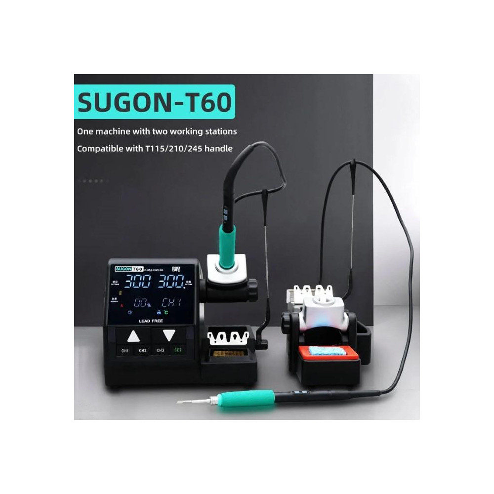 Stazione Doppia di saldatura SUGON T60 con impugnatura C210 160W