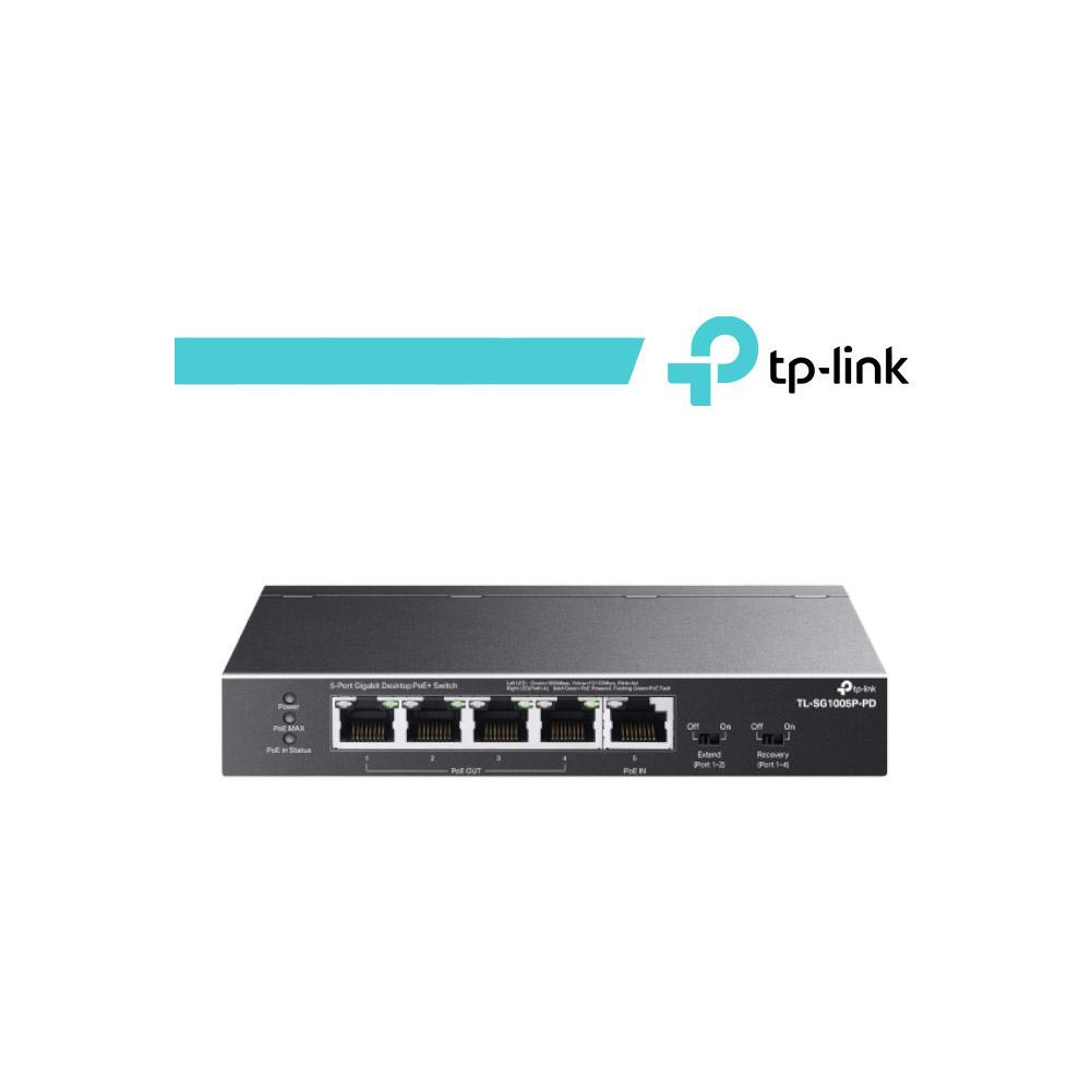 TP-Link 5-Porte Gigabit Desktop PoE+ Switch con 1-Port PoE++ In e 4-Port PoE+Out