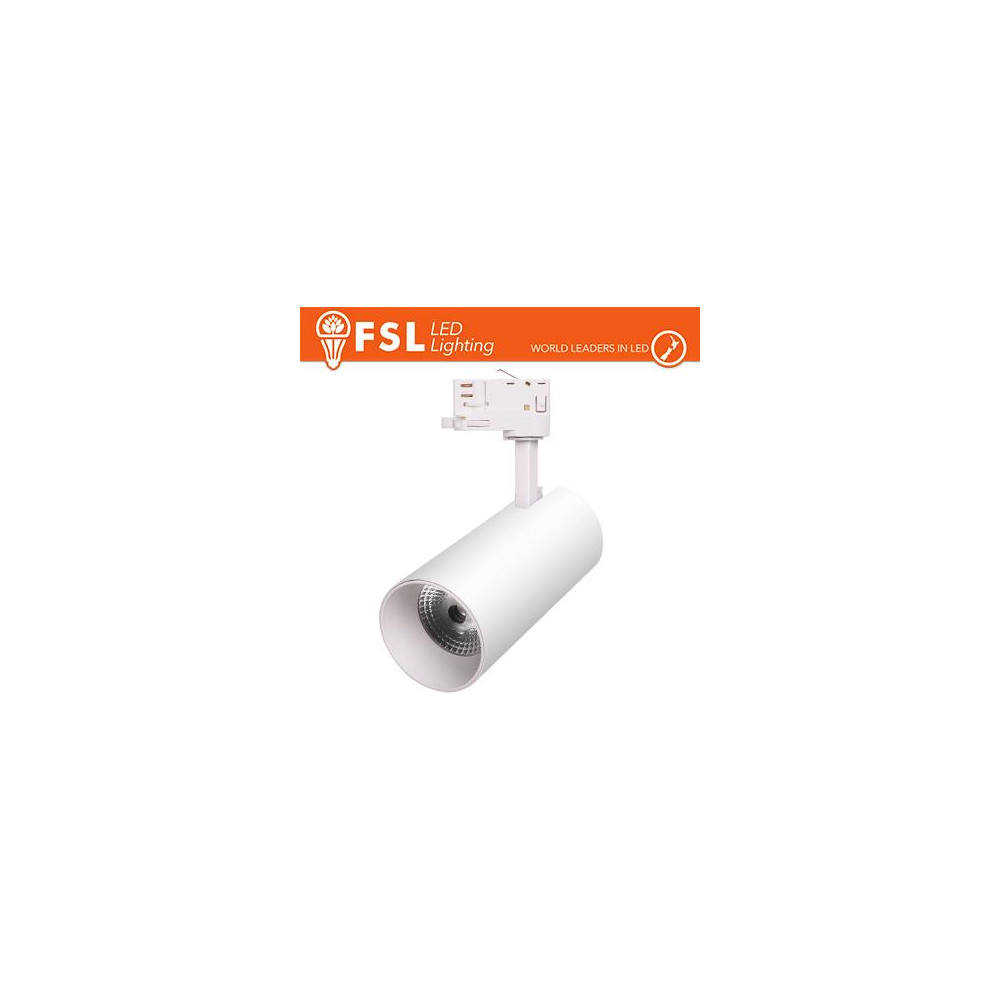 FSL Proiettore a Binario Trifase BIANCO - 3white 3000-4000-6500k, 30w, 3500lm