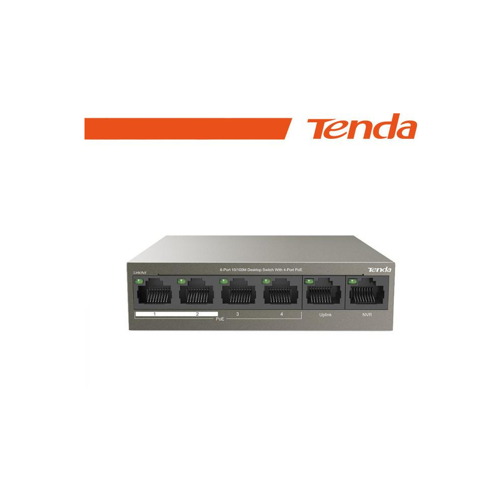 Tenda Switch 6 porte 10/100M desktop 4 porte PoE Tenda - TEF1106P-4-63W