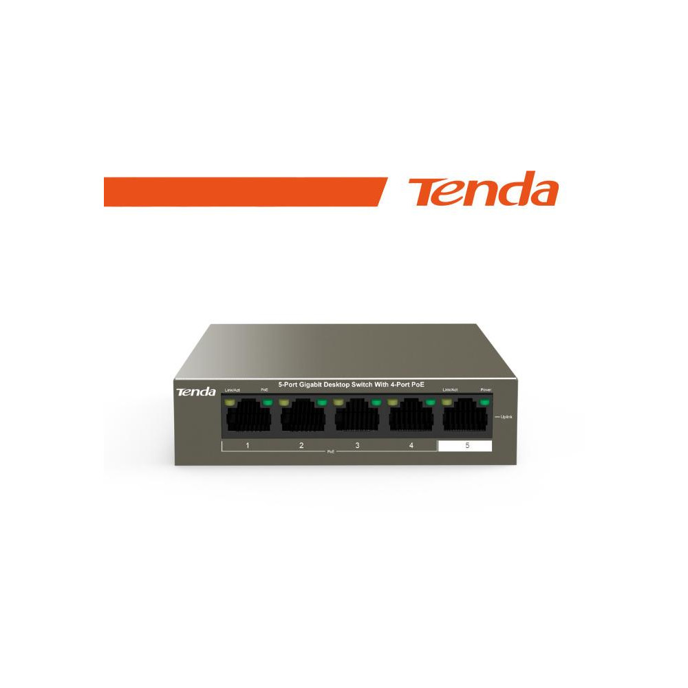 Tenda Switch Desktop 5 Porte 10/100/1000 con 4 Porte PoE - TEG1105P-4-63W