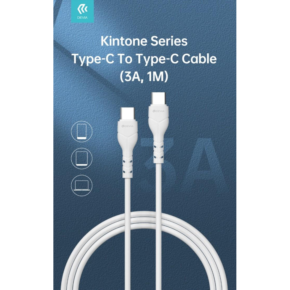 Kintone Cavo da Tipo-C a Tipo-C 5V 3A 1Mt Carica e dati Bian