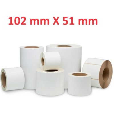 Opaco White Roll Adesivo 102mm x 51mm, 650 labels,Diametro 40mm Ad inchiostro 