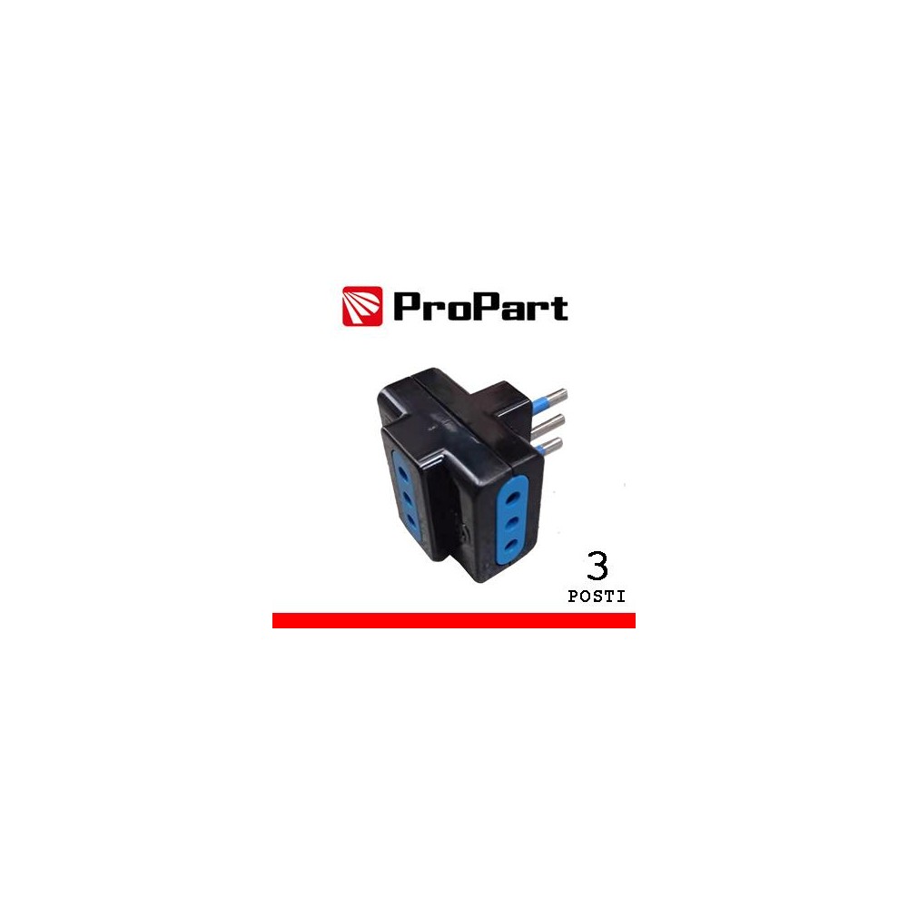 Adattatore 3pos 10A spina10A polybag nero
