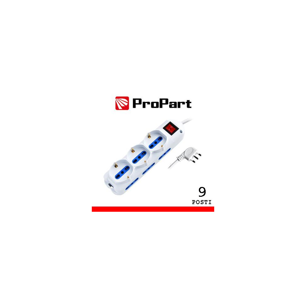 Multipresa 9pos bipasso + bipasso/schuko spina16A +interr.