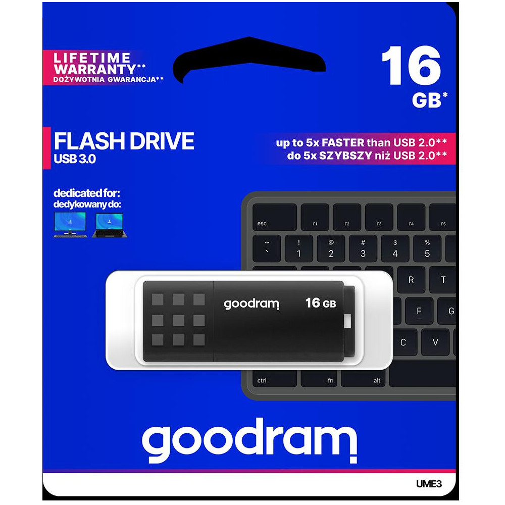 Pendrive GoodRAM 16GB BLACK USB 3.0 - retail blister